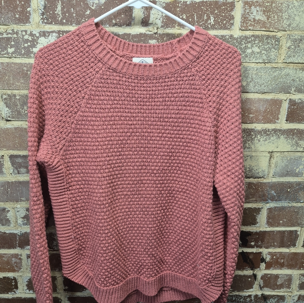 St. John's Bay Women's Sweater PM Pink Textured Knit Pullover Acrylic Blend